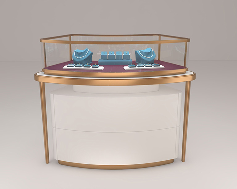 GF's New Design Unique Curve Luxury Jewelry Display Showcase