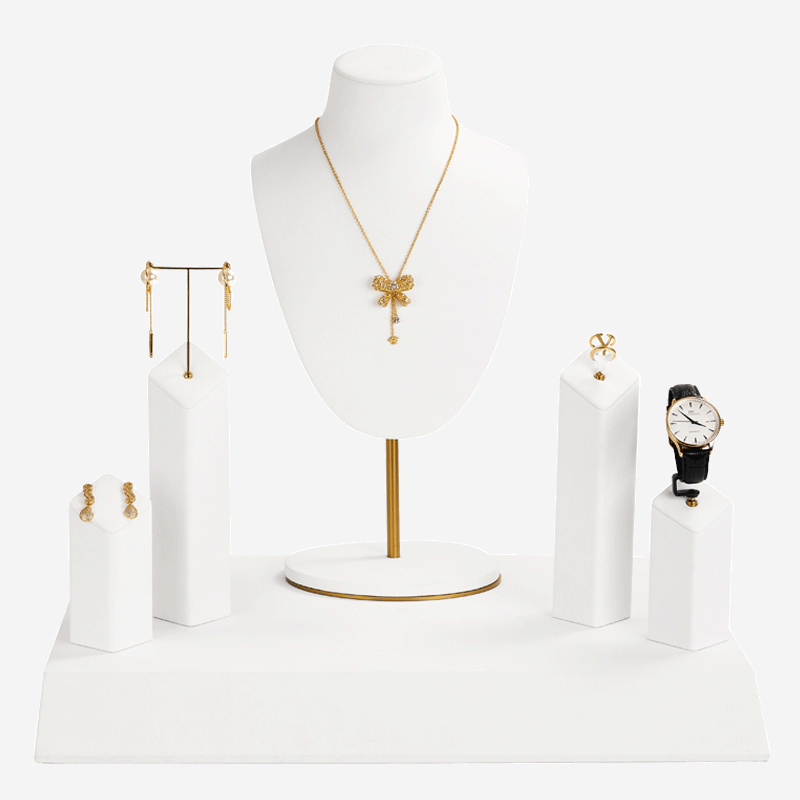 Rings, earrings, long chains, necklaces, pendants, jewelry display sets